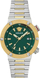 Versace Greca Logo Diver Quartz Green Dial Two Tone Steel Strap Watch for Men - VE8G00524 Buy Now By Versace