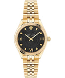 Versace Hellenyium Quartz Black Dial Gold Steel Strap Watch for Women - VE2S00622 Buy Now By Versace