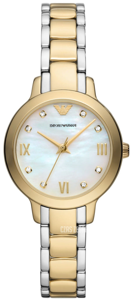 Emporio Armani Cleo Three Hand Mother of Pearl Dial Two Tone Steel Strap Watch for Women - AR11513 Buy Now By Emporio Armani