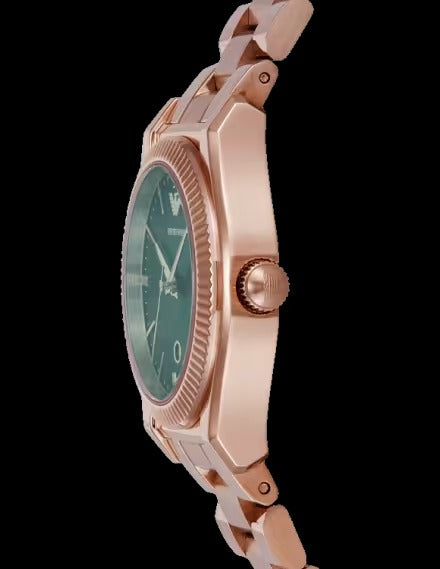 Emporio Armani Federica Analog Green Dial Rose Gold Steel Strap Watch for Women - AR11639 Buy Now By Emporio Armani