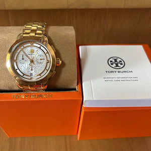 Tory Burch Classic Chronograph White Dial Gold Steel Strap Watch for Women - TBW1032 Buy Now By Tory Burch