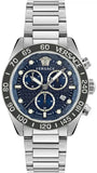 Versace Greca Dome Chronograph Blue Dial Silver Steel Strap Watch for Men - VE6K00323 Buy Now By Versace