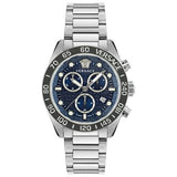 Versace Greca Dome Chronograph Blue Dial Silver Steel Strap Watch for Men - VE6K00323 Buy Now By Versace