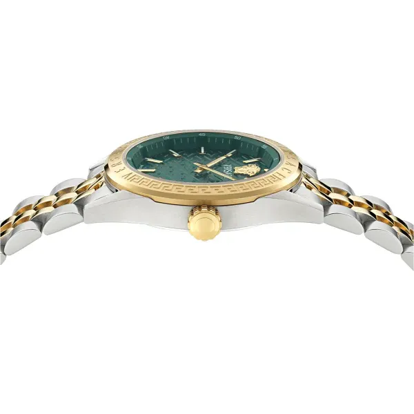 Versace V-Code Analog Green Dial Two Tone Steel Strap Watch for Women - VE8I00424 Buy Now By Versace