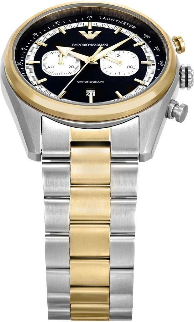 Emporio Armani Racer Chronograph Black Dial Two Tone Steel Strap Watch for Men - AR11678 Buy Now By Emporio Armani