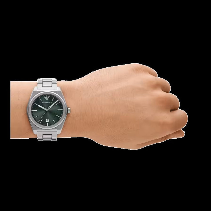 Emporio Armani Frederico Analog Green Dial Silver Steel Strap Watch for Men - AR11621 Buy Now By Emporio Armani