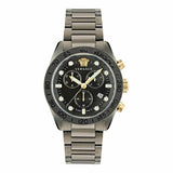 Versace Greca Dome Chronograph Black Dial Grey Steel Strap Watch for Men - VE6K00623 Buy Now By Versace