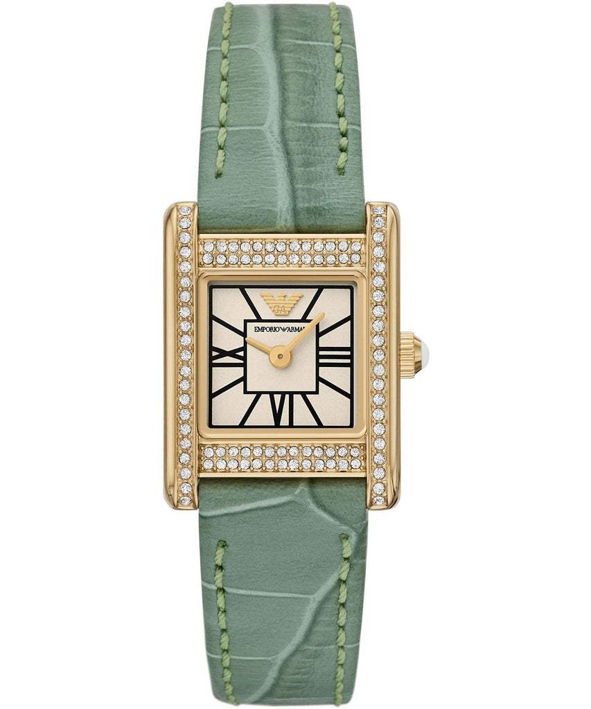 Emporio Armani Classic White Dial Green Leather Strap Watch for Women - AR11661 Buy Now By Emporio Armani
