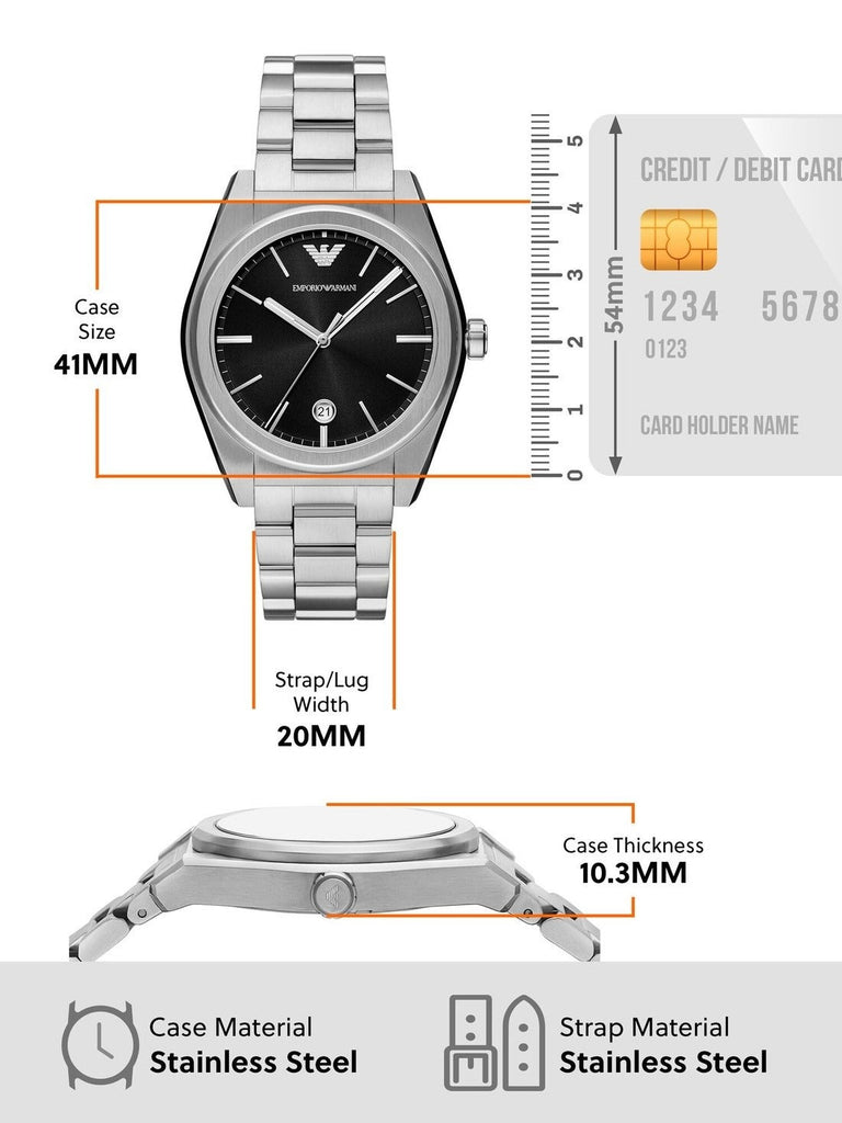Emporio Armani Frederico Analog Black Dial Silver Steel Strap Watch for Men - AR11622 Buy Now By Emporio Armani