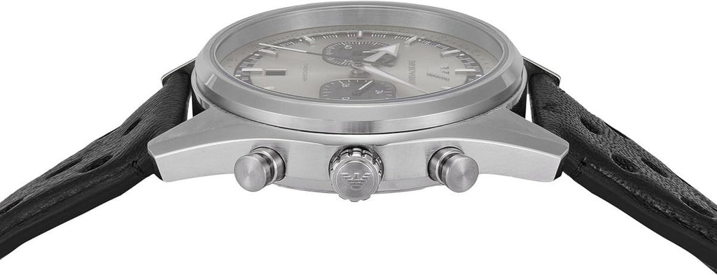 Emporio Armani Racer Chronograph Silver Dial Black Leather Strap Watch for Men - AR11677 Buy Now By Emporio Armani