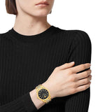 Versace V-Code Quartz Black Dial Gold Steel Strap Watch for Women - VE8I00724 Buy Now By Versace
