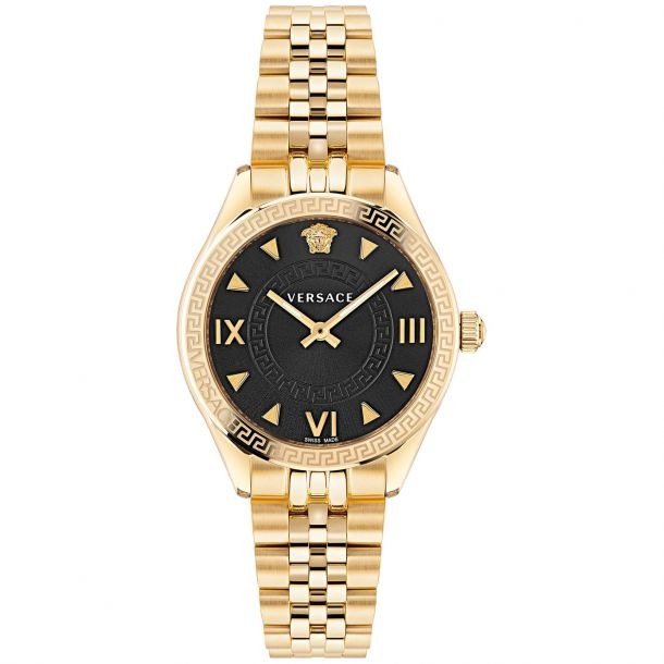 Versace Hellenyium Quartz Black Dial Gold Steel Strap Watch for Women - VE2S00622 Buy Now By Versace
