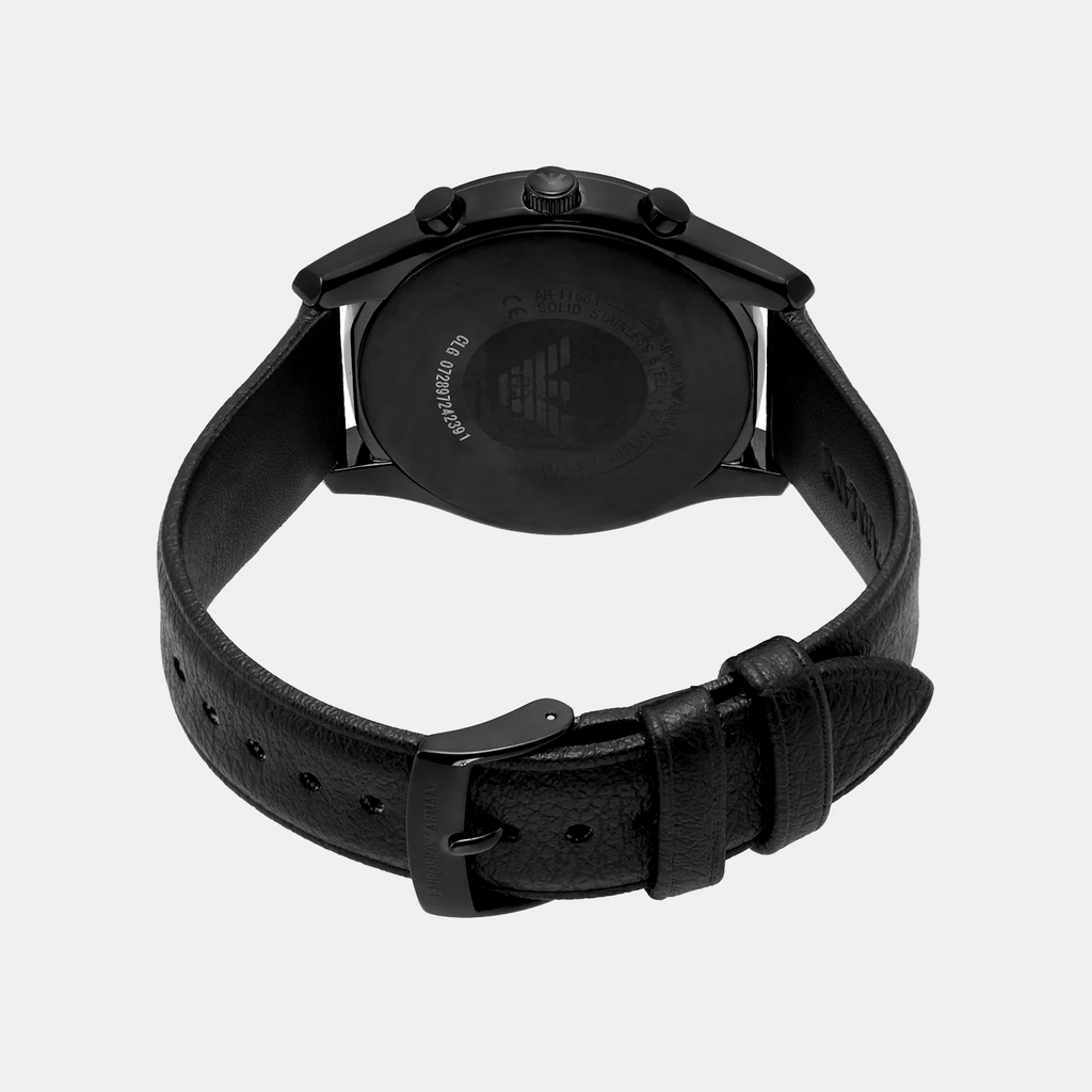 Emporio Armani Antonio Chronograph Black Dial Black Leather Strap Watch for Men - AR11583 Buy Now By Emporio Armani