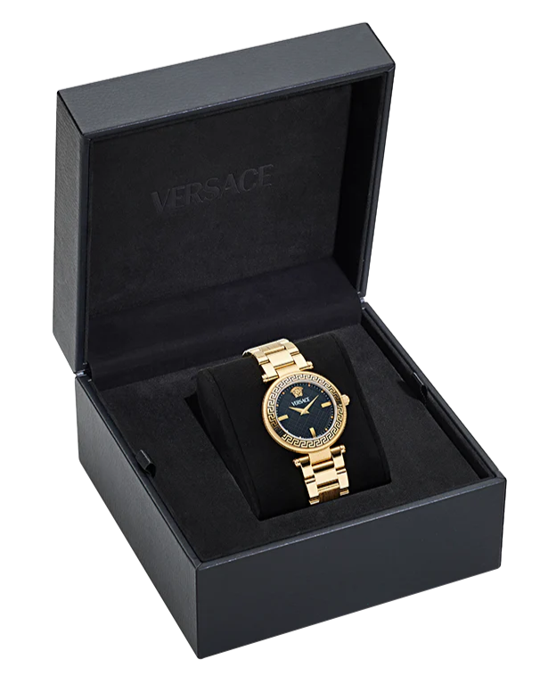 Versace Reve Analog Black Dial Gold Steel Strap Watch for Women - VE8B00624 Buy Now By Versace