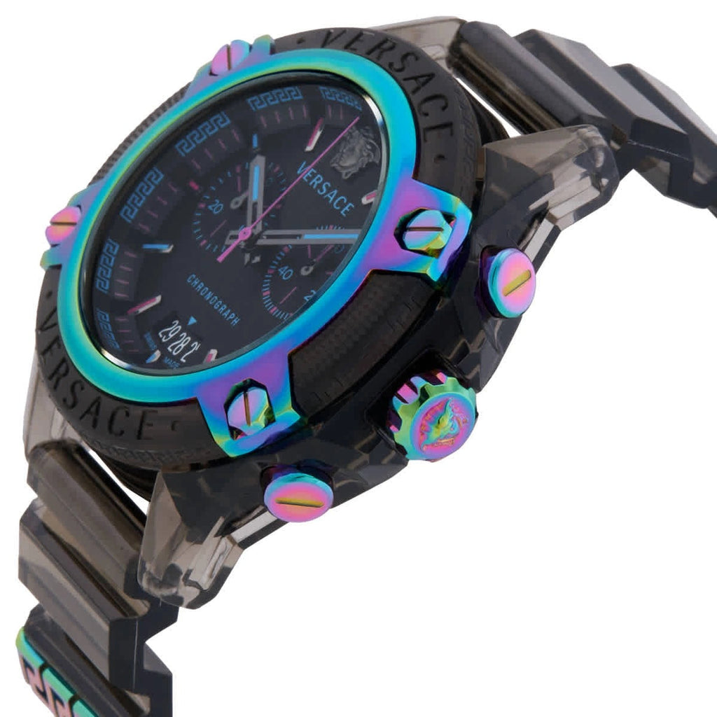 Versace Icon Active Chronograph Black Dial Grey Silicone Strap Watch for Men - VEZ701022 Buy Now By Versace