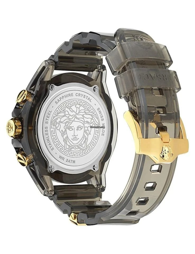 Versace Icon Active Chronograph Black Dial Black Rubber Strap Unisex Watch - VE8P00224 Buy Now By Versace