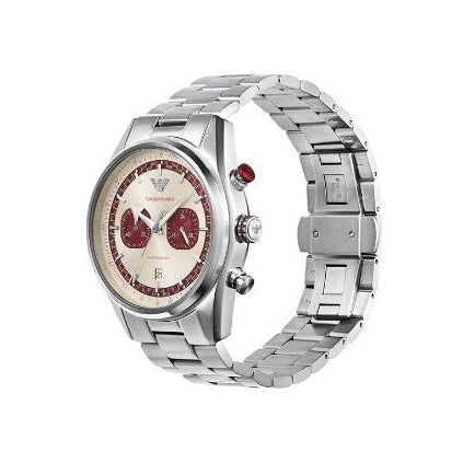 Emporio Armani Racer Chronograph White Dial Silver Steel Strap Watch for Men - AR11645 Buy Now By Emporio Armani