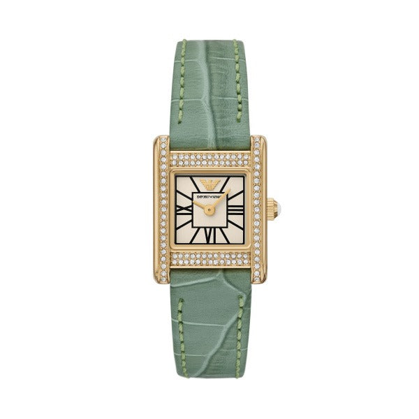 Emporio Armani Classic White Dial Green Leather Strap Watch for Women - AR11661 Buy Now By Emporio Armani