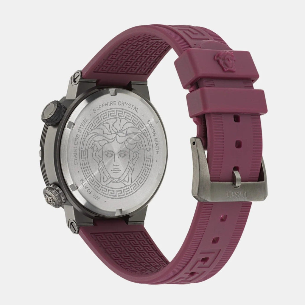Versace Greca Logo Diver Quartz Black Dial Purple Rubber Strap Watch for Men - VE8G00224 Buy Now By Versace
