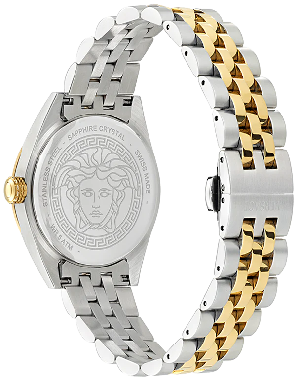 Versace V-Code Analog Turquoise Dial Two Tone Steel Strap Watch for Women - VE8I00524 Buy Now By Versace