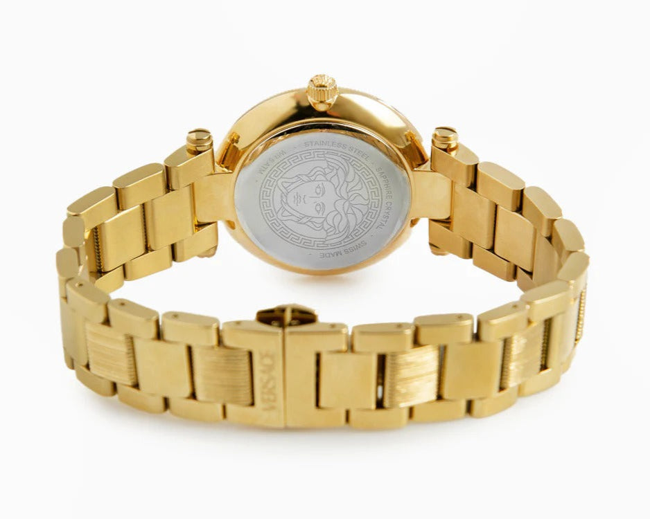 Versace Reve Analog Black Dial Gold Steel Strap Watch for Women - VE8B00624 Buy Now By Versace