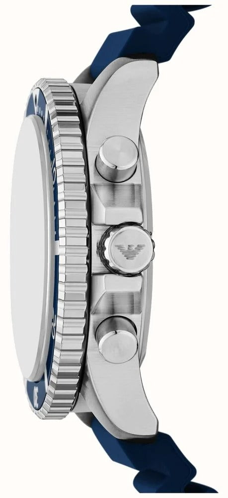 Emporio Armani World Explorer Chronograph Blue Dial Blue Silicone Strap Watch for Men - AR11696 Buy Now By Emporio Armani
