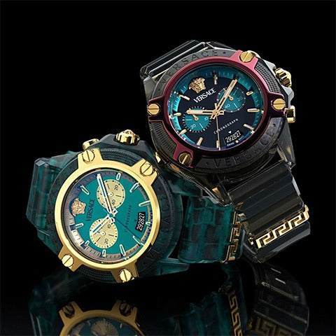 Versace Icon Active Chronograph Black Dial Black Rubber Strap Unisex Watch - VE8P00224 Buy Now By Versace