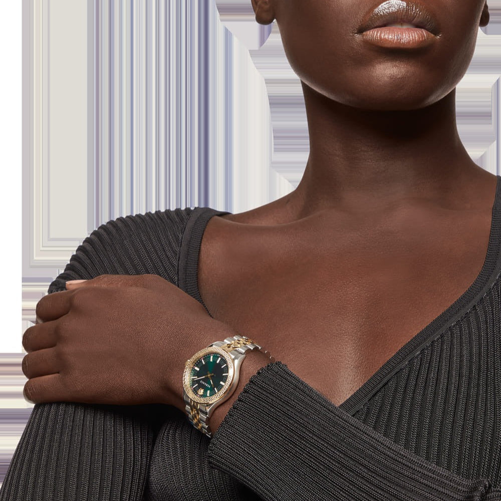 Versace Hellenyium Quartz Green Dial Two Tone Steel Strap Watch for Women - VEHU00420 Buy Now By Versace