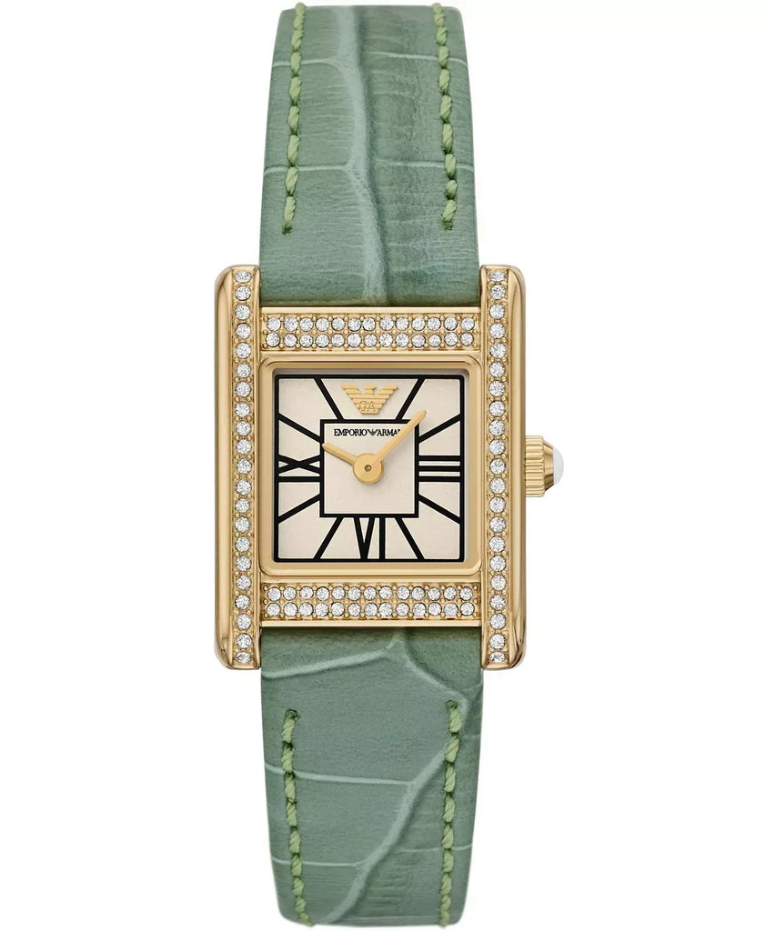 Emporio Armani Classic White Dial Green Leather Strap Watch for Women - AR11661 Buy Now By Emporio Armani