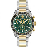 Versace Greca Dome Chronograph Green Dial Two Tone Steel Strap Watch for Men - VE6K00423 Buy Now By Versace