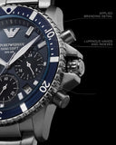 Emporio Armani World Explorer Chronograph Blue Dial Silver Steel Strap Watch for Men - AR11681 Buy Now By Emporio Armani