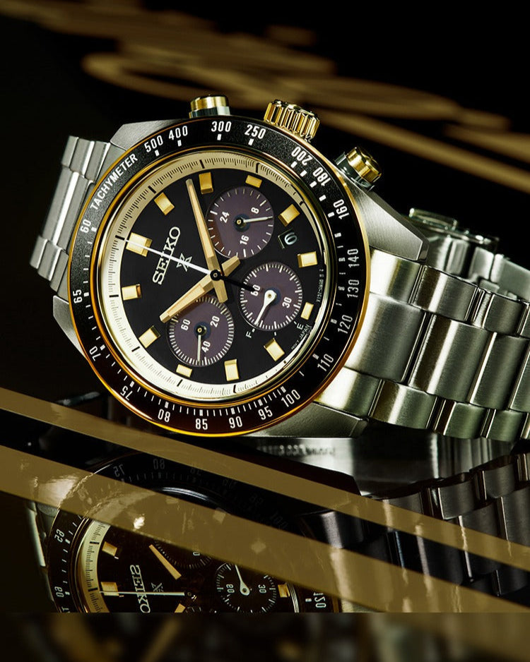 Seiko Prospex Speedtimer Solar Chronograph Black Dial Silver Steel Strap Watch for Men - SSC941 Buy Now By Seiko