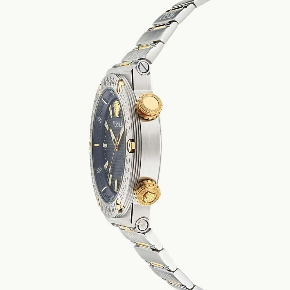 Versace Greca Logo Diver Quartz Black Dial Two Tone Steel Strap Watch for Men - VE8G00424 Buy Now By Versace