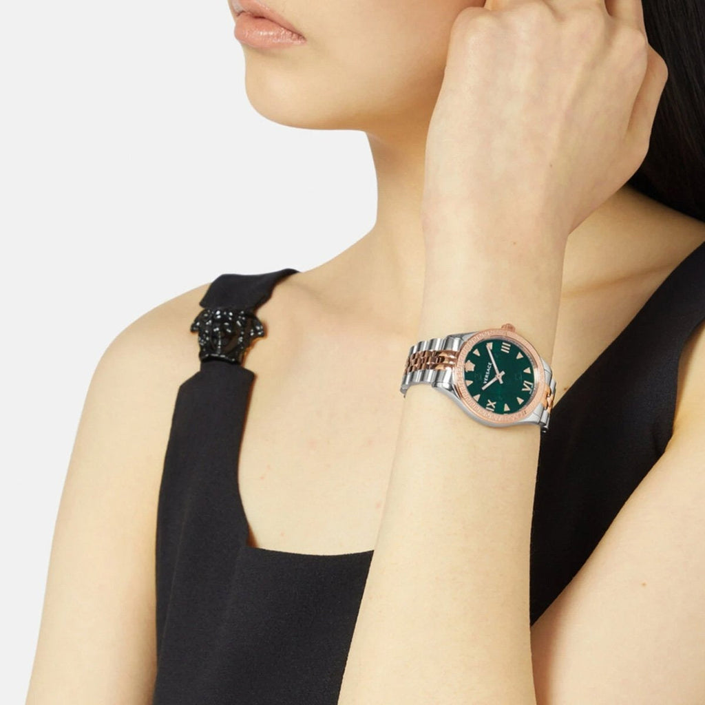 Versace Hellenyium Quartz Green Dial Two Tone Steel Strap Watch for Women - VE2S00422 Buy Now By Versace
