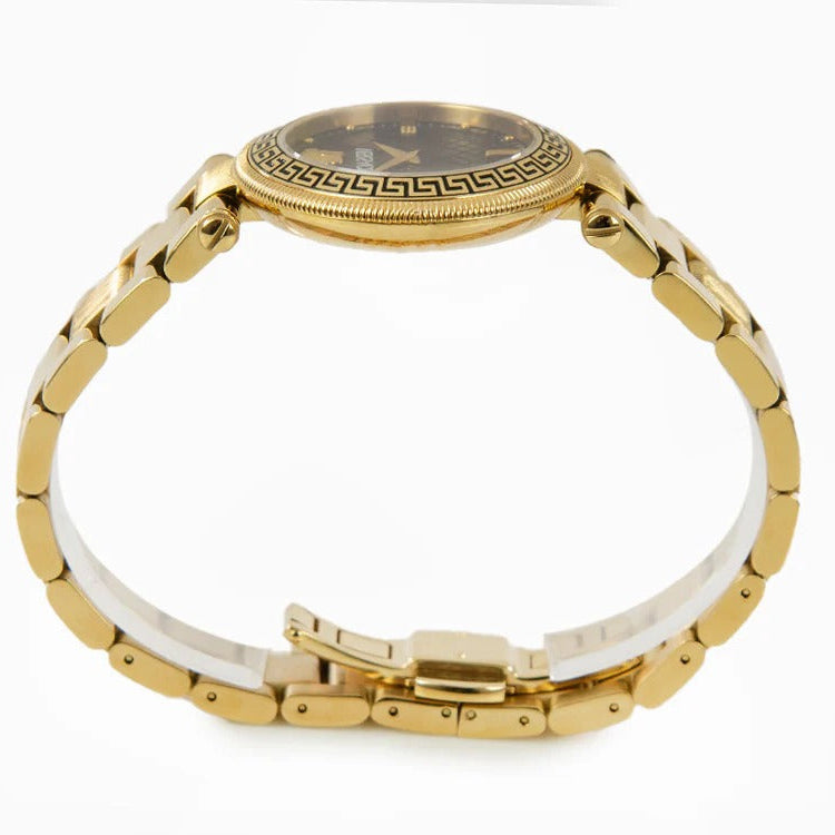 Versace Reve Analog Black Dial Gold Steel Strap Watch for Women - VE8B00624 Buy Now By Versace