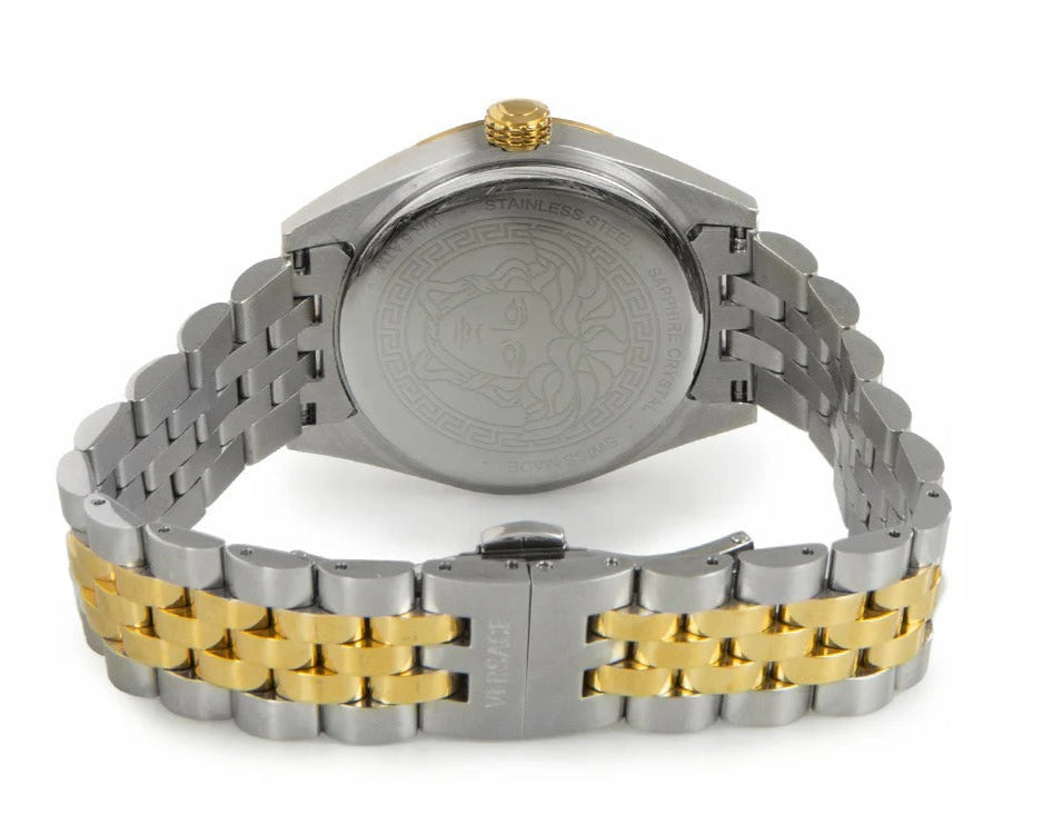 Versace V-Code Analog Green Dial Two Tone Steel Strap Watch for Women - VE8I00424 Buy Now By Versace