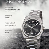 Emporio Armani Frederico Analog Black Dial Silver Steel Strap Watch for Men - AR11622 Buy Now By Emporio Armani