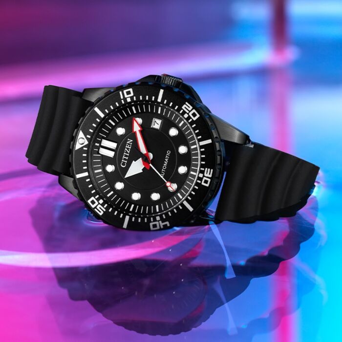 Citizen Mechanical Automatic Black Dial Black Rubber Strap Watch for Men - NJ0125-11E Buy Now By Citizen