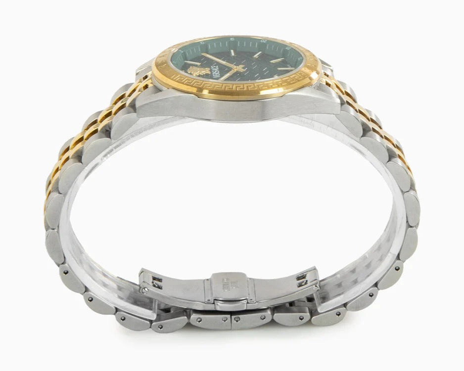 Versace V-Code Analog Green Dial Two Tone Steel Strap Watch for Women - VE8I00424 Buy Now By Versace
