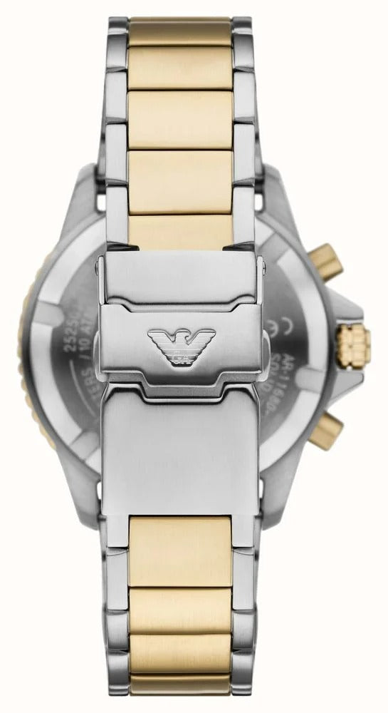 Emporio Armani World Explorer Chronograph Green Dial Two Tone Steel Strap Watch for Men - AR11695 Buy Now By Emporio Armani