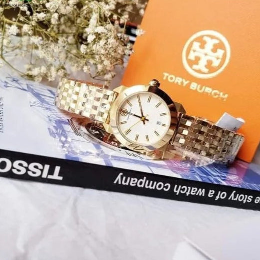 Tory Burch Whitney White Dial Gold Steel Strap Watch for Women - TBW8000 Buy Now By Tory Burch