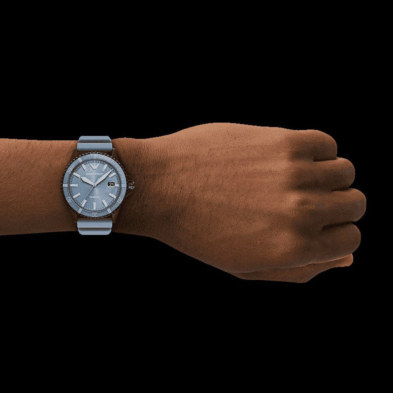 Emporio Armani Sea Explorer Divers Blue Dial Blue Silicone Strap Watch for Men - AR11685 Buy Now By Emporio Armani