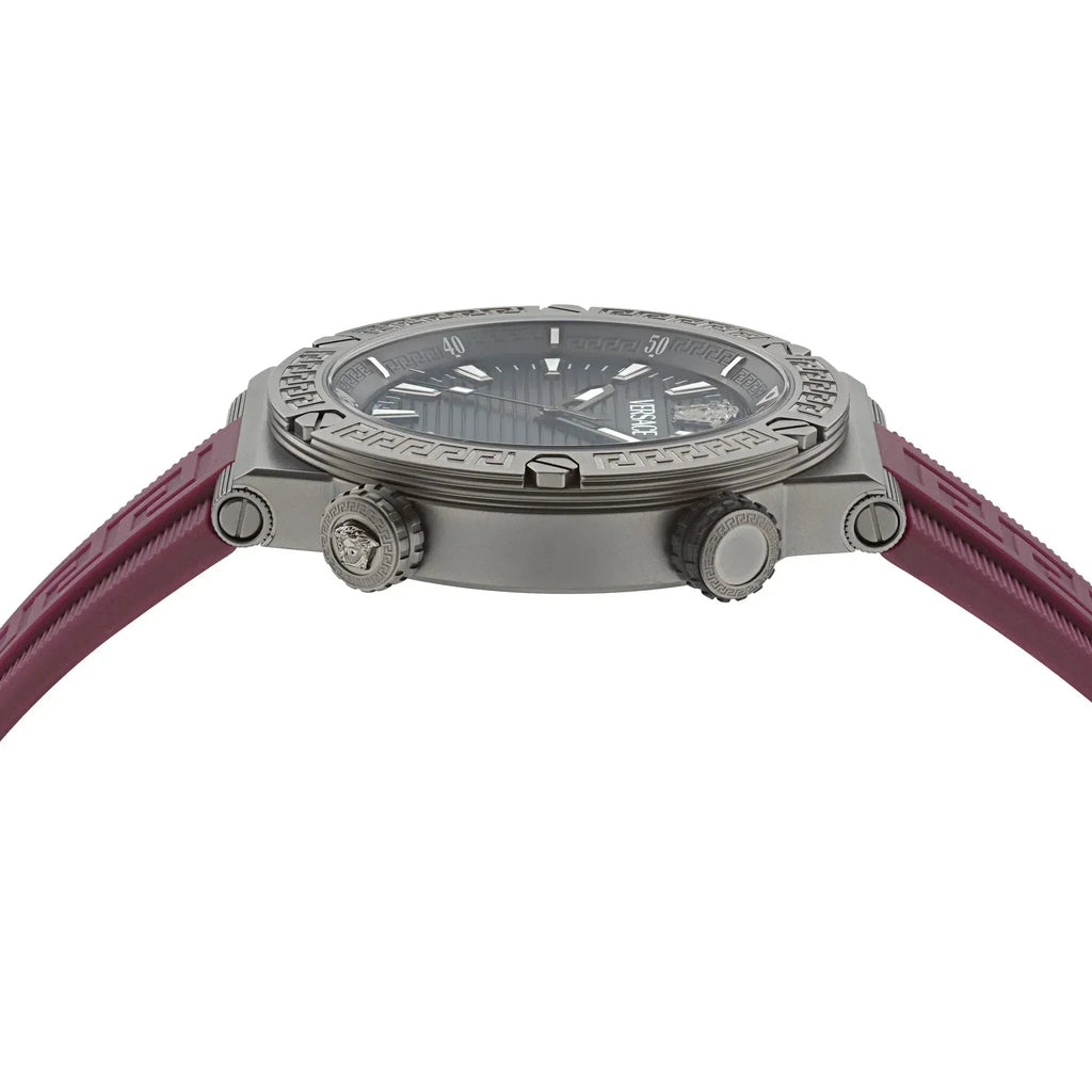 Versace Greca Logo Diver Quartz Black Dial Purple Rubber Strap Watch for Men - VE8G00224 Buy Now By Versace