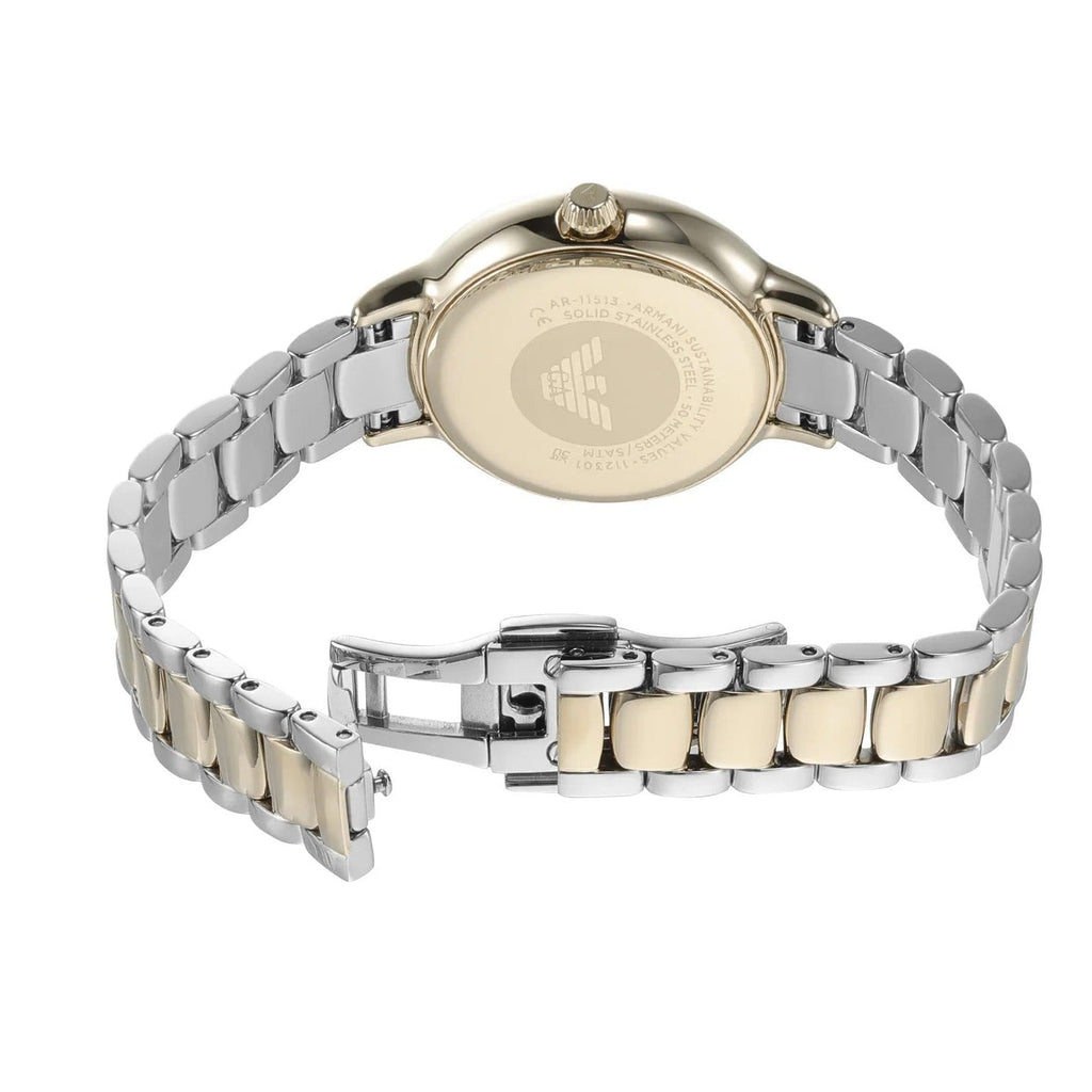 Emporio Armani Cleo Three Hand Mother of Pearl Dial Two Tone Steel Strap Watch for Women - AR11513 Buy Now By Emporio Armani