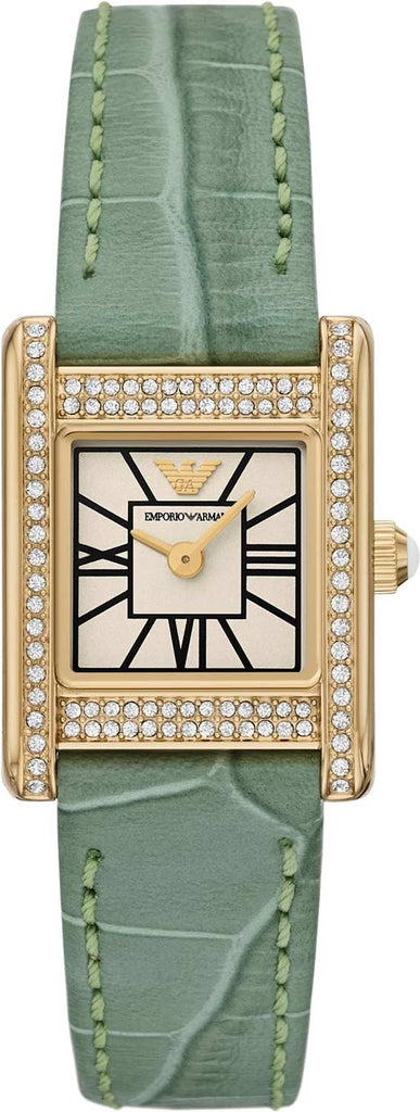 Emporio Armani Classic White Dial Green Leather Strap Watch for Women - AR11661 Buy Now By Emporio Armani