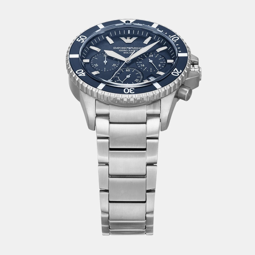 Emporio Armani World Explorer Chronograph Blue Dial Silver Steel Strap Watch for Men - AR11681 Buy Now By Emporio Armani