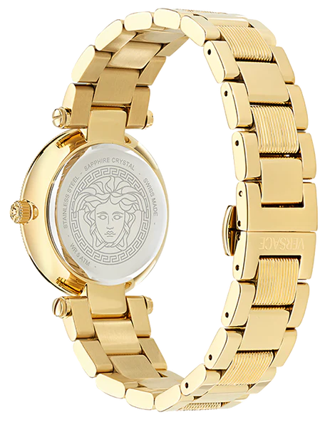 Versace Reve Analog Black Dial Gold Steel Strap Watch for Women - VE8B00624 Buy Now By Versace