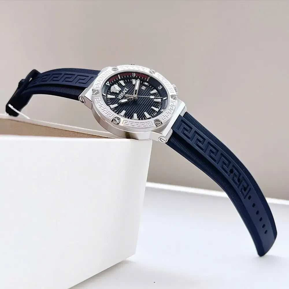 Versace Greca Diver Quartz Blue Dial Blue Rubber Strap Watch for Men - VE8G00124 Buy Now By Versace