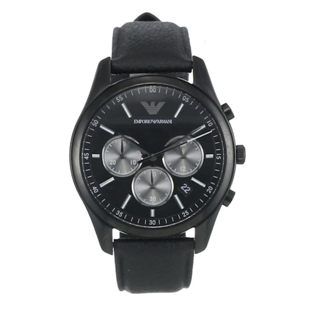 Emporio Armani Antonio Chronograph Black Dial Black Leather Strap Watch for Men - AR11583 Buy Now By Emporio Armani