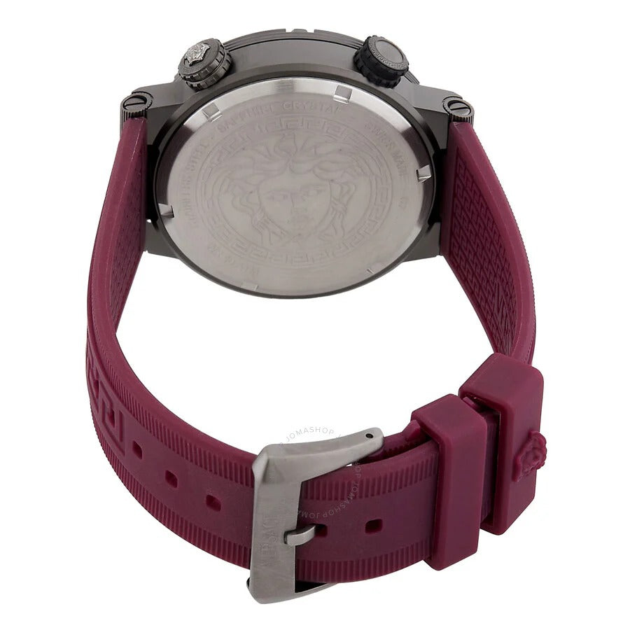 Versace Greca Logo Diver Quartz Black Dial Purple Rubber Strap Watch for Men - VE8G00224 Buy Now By Versace